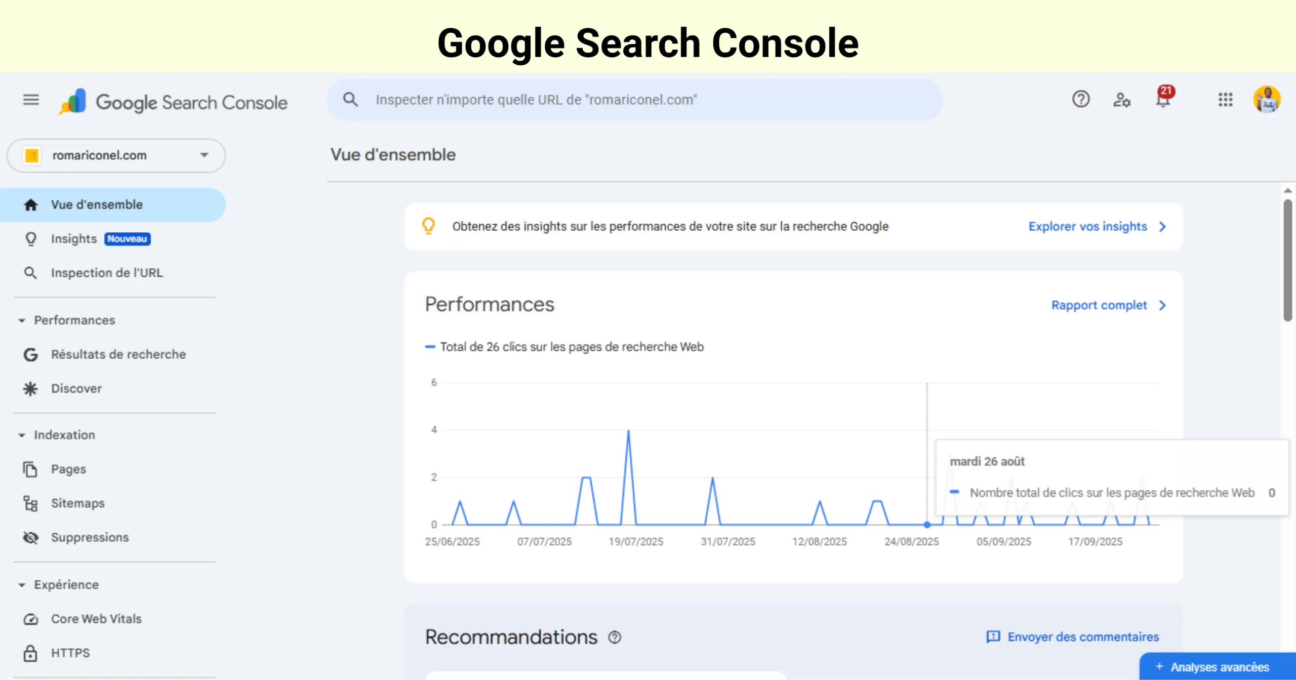 google search console comme une alternative semrush